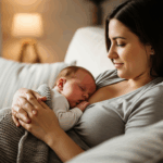 Mãe e bebê tranquilos após a mamada