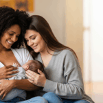 Toque carinhoso durante a amamentação